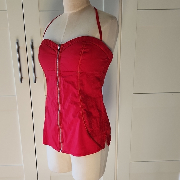 Bebe Vibrant Red Halter Top - Picture 2 of 7
